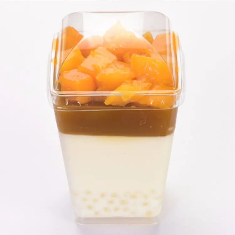 Injection Plastic Square Lebensmittel verpackung Dessert Kuchen Mousse Cups