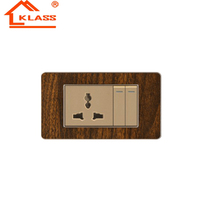 Plaque murale KLASS de type américain en argent brossé, prise murale intérieure à 3 broches avec double port USB pour interrupteurs d'hôtel en marbre