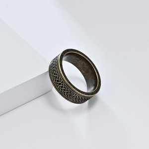 Nordic vintage distressed Viking lettering Celtic knot <b>titanium</b> steel <b>ring</b> for men, a fashionable and unique accessory. - Product Image 4