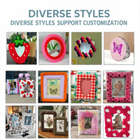 Cadre photo de Noël tendance avec motif en flanelle, design artistique en tissu carré, cadre décoratif en panneau MDF de 6-7 pouces
