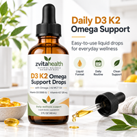 Complément Alimentaire Liquide de Vitamine D3 5000 UI avec K2 120 mg et Huile MCT Oméga-3 Marque Blanche