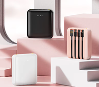 Banque d'alimentation mobile Li-Polymère ultra-mince promotionnelle à bas prix, haute capacité 10000 mAh, avec logo personnalisé, câbles Micro USB et Type-C, 10W