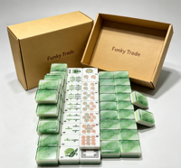 Juego de Mahjong Americano Funky Trade Emerald Wave, 1.24 Pulgadas, 4 Capas, Diseño de Jade Verde en Espiral, 160 Piezas, Fichas de Mahjong Acrílicas