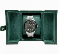 Boîte à montres double porte EleQueen EQ3091 en similicuir, fermeture à pression rectangulaire, intérieur en cuir, intérieur en microfibre et velours, personnalisable