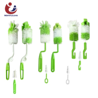 Lot de 2 brosses à biberons pour bébés, en éponge et plastique PP, outils rotatifs de nettoyage des tétines, vente en gros, personnalisation OEM