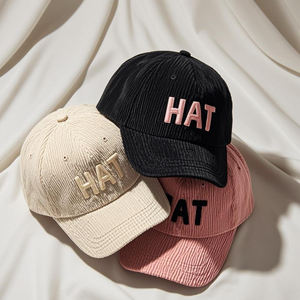 หมวกเบสบอลปรับได้สำหรับทุกเพศผ้าฝ้าย100% วินเทจผ้าลูกฟูกปักลายได้3D ตามต้องการ - Product Image 6