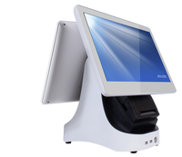 Moniteur à double écran de 15 pouces avec imprimante thermique, tiroir-caisse, Scanner de codes-barres, système Pos, écran tactile