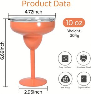 Gobelet isotherme en métal prêt à être expédié, 10 oz, en acier inoxydable MartiGlass pour cocktails, vin, boissons froides - Product Image 2