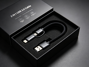 Cavo di Ricarica e Sincronizzazione Dati 2 in 1 <span class=keywords><strong>USB</strong></span> A a <span class=keywords><strong>Micro</strong></span> <span class=keywords><strong>USB</strong></span> e <span class=keywords><strong>iPhone</strong></span> 8 Pin, Intrecciato in Nylon, con Logo Personalizzato per Telefoni Cellulari - Product Image 4