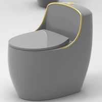 Ensemble WC coloré gris pour salle de bain, cuvette de toilette sanitaire à poser au sol