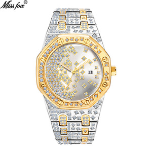 Montres de luxe en quartz résistantes à l'eau de haute qualité pour hommes, mode, diamant, or, argent, calendrier complet, montre-bracelet - Product Image 6