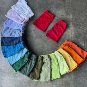 Pantalones de algodón pesados personalizados, dobladillo crudo rasgado, ropa de calle de lana lisa, pantalones cortos deportivos con cordón <span class=keywords><strong>Cargo</strong></span>, pantalones cortos lavados con ácido - Product Image 1