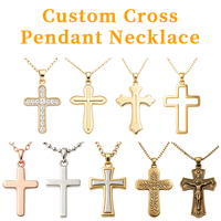 Collier pendentif croix personnalisable avec gravure, crucifix creux Jésus, collier religieux pour hommes et femmes, cadeau de baptême, bijoux