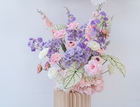 Décoration murale suspendue pour scène, fleurs artificielles en soie roses et violettes, faites à la main, mobiles, pour mariage