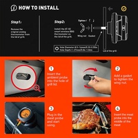 Thermomètre numérique sans fil pour barbecue, sonde de contrôle de température, affichage LED, acier inoxydable, IP65 pour 5.1