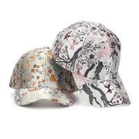 Casquette de baseball unisexe respirante et imperméable en 100 % polyester, brodée de motifs floraux, à 6 panneaux, style sportif, tendance nationale, toutes saisons, pour le commerce transfrontalier