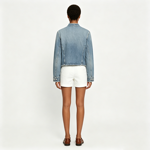 Nouvelle Veste en Jean Courte pour <span class=keywords><strong>Femme</strong></span> Printemps 2026, Col Montant, Style Minimaliste, Streetwear Décontracté, Tendance <span class=keywords><strong>Femme</strong></span>, Type Trucker - Product Image 3