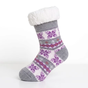 Chaussettes d'intérieur en tricot à double couche Sherpa, antidérapantes, super chaudes, avec motif cœur mignon, pour <span class=keywords><strong>femmes</strong></span>, hiver 2026, Noël - Product Image 2
