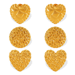 Heart Shape <b>Stud</b> Earrings 18K Gold Plated <b>Titanium</b> Steel Women's Party Jewelry Fashion Earrings - Product Image 5