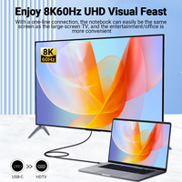 Cable Justlink USB C a HDMI 8K 60Hz, Cable HDMI V2.1 UHD 4K120Hz, Adaptador de Video Tipo C a HDMI para Laptop, Proyector y Monitor