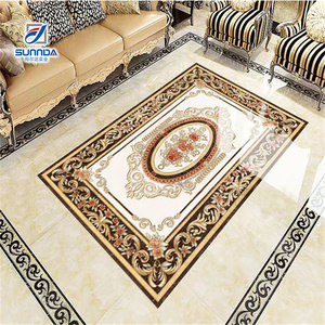 Azulejos de Porcelana con Diseño de Superficie Cristalizada, Textura de Flores y Plantas, Chapados en Oro, para Decoración de Vestíbulos de Hoteles y Villas - Product Image 2