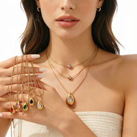 Collier double couche géométrique en forme de goutte d'eau Gaovo Premium Niche en acier inoxydable résistant au ternissement, bijoux de mode quotidiens pour femmes