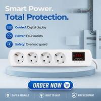 JIUJI JJSVA-FC4 Multiprise 4 prises USB avec protection contre les surtensions, tension/courant réglables pour réfrigérateur, type EU