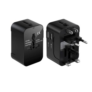 Adaptador universal para viagens em todo o mundo, carregador com 2 portas USB, tomada AC, solução de energia tudo em um para EUA, Reino Unido, UE e AU