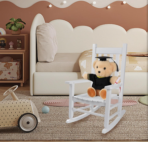 Chaise à bascule pour tout-petits en bois confortable <span class=keywords><strong>inclinable</strong></span> à bascule pour enfants d'âge bébé chaise longue intérieur extérieur filles enfants salle de jeux - Product Image 5