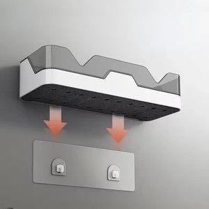 Étagère de salle de bain organisateur douche support de rangement <span class=keywords><strong>noir</strong></span> étagères d'angle mural en aluminium toilette shampooing support sans perceuse - Product Image 3