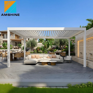 Outdoor-Gartenpavillon Aluminium-Pergola Bioklimatische Außen-Lamellenpergola mit Seitenblenden und Wind- und Regensensor - Product Image 5
