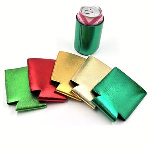 Enfriador de Latas Plegable de Neopreno Metálico Brillante para Festivales de Música y Eventos - Product Image 1