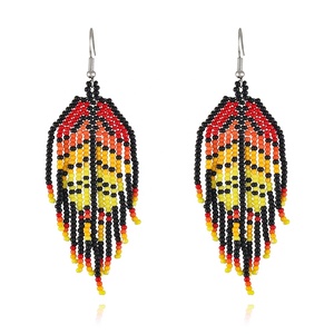 Pendientes de cuentas de <span class=keywords><strong>semillas</strong></span> Miyuki tejidos hechos a mano con patrón de hoja de <span class=keywords><strong>arce</strong></span> degradado de joyería Bohemia - Product Image 6