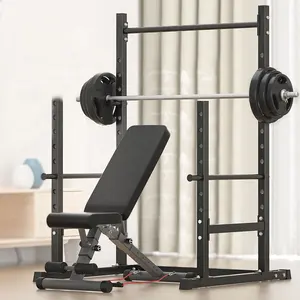 Fitness-Fitness geräte Free Stand Commercial Power Gewichtheben Bankdrücken Einstellbares Mehrzweck-Schwarz-Halbrahmen-Squat-Rack