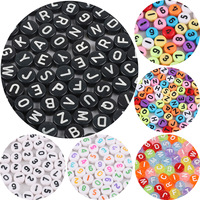 Perles éducatives DIY 4x7mm pour enfants, perles étoiles plates en acrylique, chiffres, lettres russes, lettres anglaises, 100 pièces/paquet