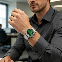 Montre pour homme PINTIME, quartz japonais de luxe, boîtier en acier inoxydable, étanche 5 BAR, boussole et fonctions de plongée, design moderne