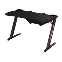 Bureau de jeu pour ordinateur en métal pliable et extensible en forme de L avec LED RGB, rouge et noir, pour la maison, le bureau et l'école, vente en gros