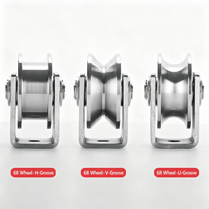 Rouleau de porte à rainure en V en acier au carbone avec support, robuste, galvanisé, à double roulement, pour porte coulissante, certifié CE, OEM - Product Image 6