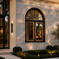 Fenêtre en bois recouvert d'aluminium de style architectural moderne, homologuée AAMA CW-PG50, certifiée NFRC, double vitrage trempé, 105 mm, pour salon