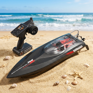 Motoscafo <span class=keywords><strong>RC</strong></span> Brushless Raffreddato ad Acqua, Grande <span class=keywords><strong>Barca</strong></span> da Corsa <span class=keywords><strong>RC</strong></span> con Texture in Fibra di Carbonio, Luci LED, Alta Velocità e Allarme Batteria Scarica - Product Image 1