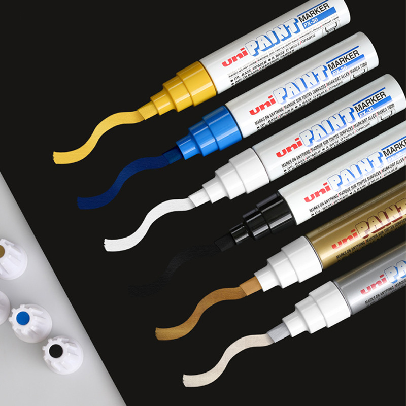 Uni Colour Broad  4-8.5mm  PX-30 Black Oil Paint Marker Pen Metal Glass Wood Plastic Stone Outdoor Mm Metal Chisel Nib Tip Pack Of 1~p57484421 - View #11