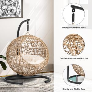 Modern Design Hanging Egg Chair Outdoor Seagrass Steel Pet <b>Swing</b> Chair PE Rattan Living Room Park Hotel Exterior Use - Product Image 3
