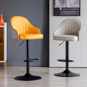 Modern Bar Chair Nordic <b>Tall</b> Counter Furniture Metal Luxury Kitchen Leather Lift High <b>Stool</b> Bar Chairs for Bar Table - Product Image 2