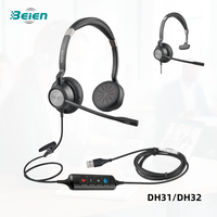 Casque de centre d'appels filaire avec suppression du bruit ENC, casque studio