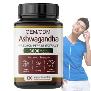 Oem Organische Ashwagandha Capsule 3000 Mg Puur Organisch Ashwagandha Poeder En Wortelextractsupplement