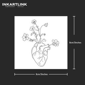 Tatuaggi Temporanei a Forma di Cuore e Fiore, Durata 15 Giorni, Linee Sottili, Inchiostro Nero, Arte Corporea per Donne e Uomini - Product Image 4