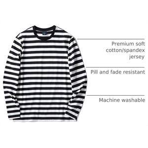 Custom Mens Striped <b>Long</b> Sleeve Cotton Stretch Crewneck <b>T</b> <b>Shirt</b> Regular Fit O Neck - Product Image 4