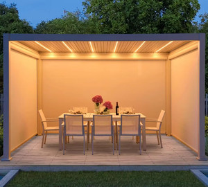 Pergola in Alluminio Moderna con Lamelle Motorizzate, Gazebo Resistente alla Pioggia per Giardino e Cortile - Product Image 1