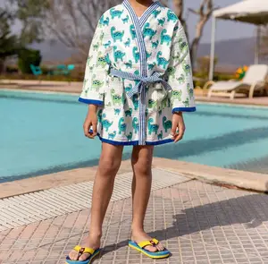 Dino Block Printed Waffle Cotton Bath Robe for kids kids robe soft cotton
