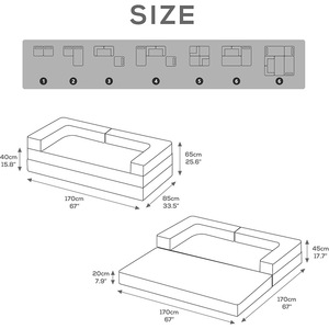 โซฟาเบดรูปตัวแอลแบบกำหนดเอง ขนาด 170 ซม. x 85 ซม. แบบปรับเปลี่ยนได้ บรรจุไส้โฟม สำหรับเด็ก สัตว์เลี้ยง ผู้ใหญ่ และผู้สูงอายุ - Product Image 1